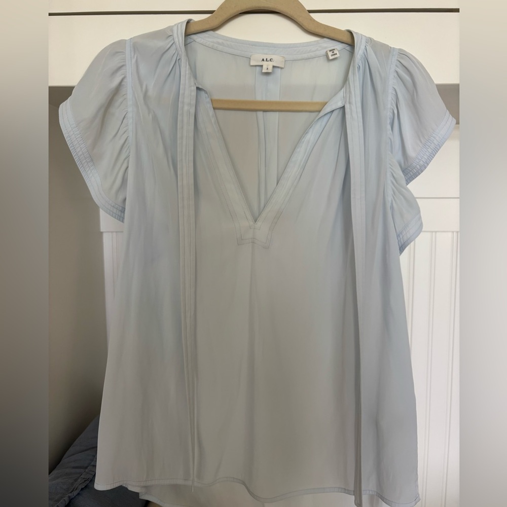 A.L.C. Women's Light Blue Flutter Sleeve Top Size 2 XS